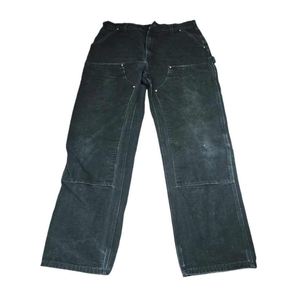 Vintage Carhartt Double Knee Work Pants Mens 38x34 Faded Black Duck Canvas USA